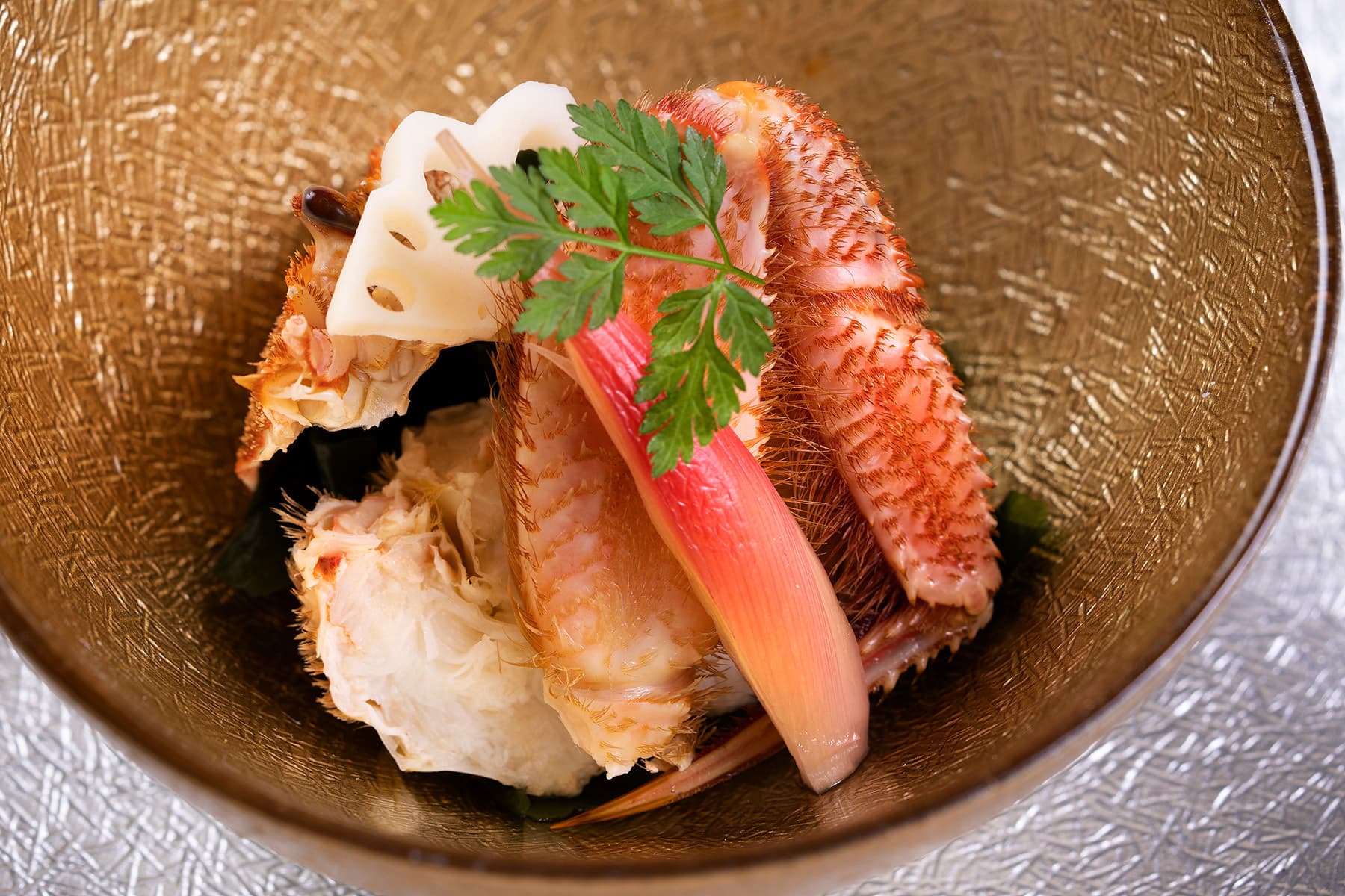 オホーツク海『海明け毛蟹』山わさび土佐酢